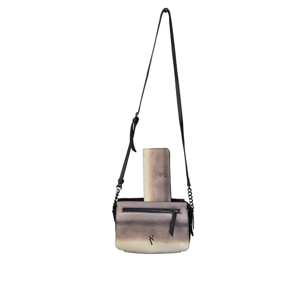 Simply Vera Vera Wang Crossbody Bag Wallet Set Womens Medium Gray Ombre Chain